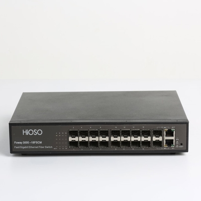 Hioso-Faser-Schalter 16 +2 kombinierte schalter-Stütznetz-SNMP-Sicherheits-elektronische Energie des Uplink-AC100V Optik