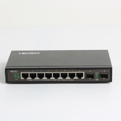 Hioso 8 GE-Faser Uplink-Hafen-Ethernet-Zugangs-Schalter-Gigabit Ethernet-Schalter Häfen +2 TP-Rj45
